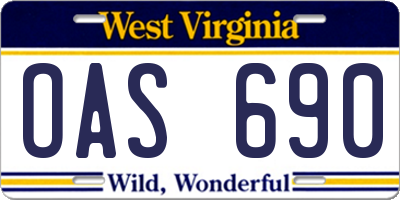 WV license plate OAS690