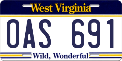 WV license plate OAS691