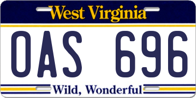 WV license plate OAS696