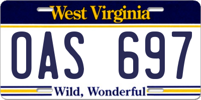 WV license plate OAS697