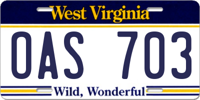 WV license plate OAS703