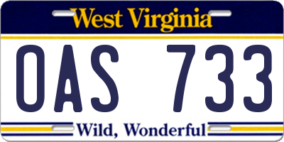 WV license plate OAS733