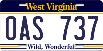 WV license plate OAS737