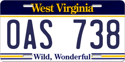 WV license plate OAS738