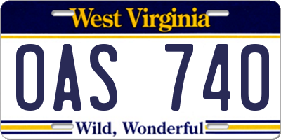 WV license plate OAS740