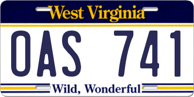 WV license plate OAS741