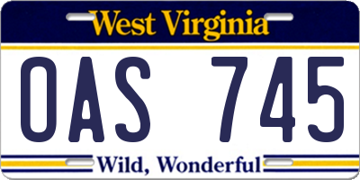 WV license plate OAS745