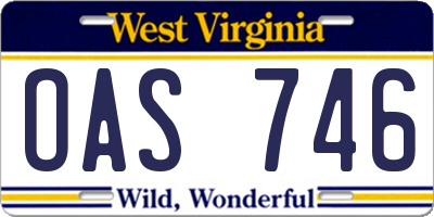 WV license plate OAS746