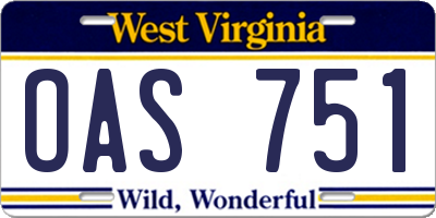 WV license plate OAS751