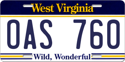 WV license plate OAS760