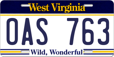 WV license plate OAS763