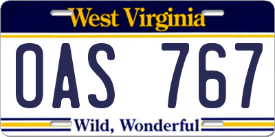 WV license plate OAS767