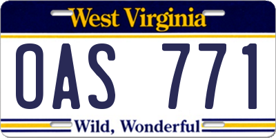 WV license plate OAS771