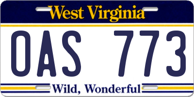 WV license plate OAS773
