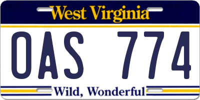 WV license plate OAS774