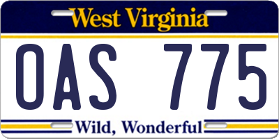 WV license plate OAS775