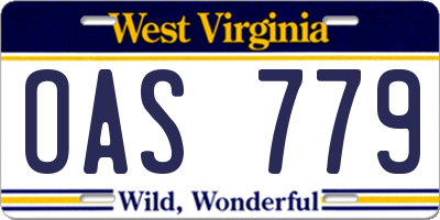 WV license plate OAS779