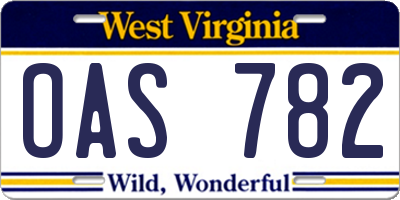 WV license plate OAS782