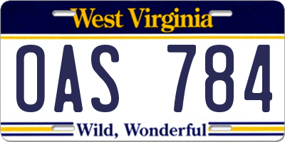 WV license plate OAS784