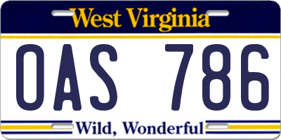 WV license plate OAS786