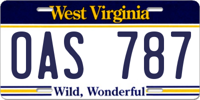WV license plate OAS787