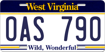 WV license plate OAS790