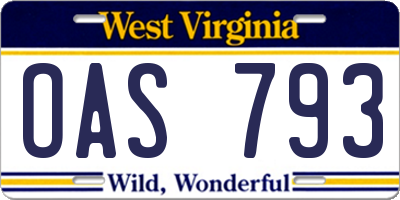 WV license plate OAS793