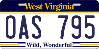 WV license plate OAS795