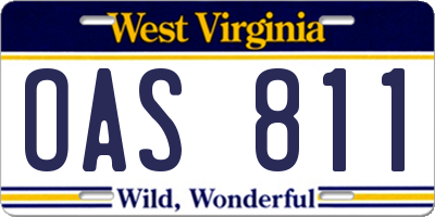 WV license plate OAS811