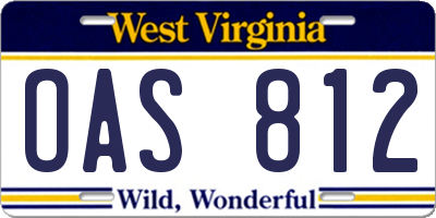 WV license plate OAS812