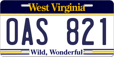 WV license plate OAS821