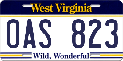 WV license plate OAS823