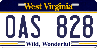 WV license plate OAS828