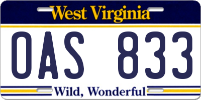 WV license plate OAS833