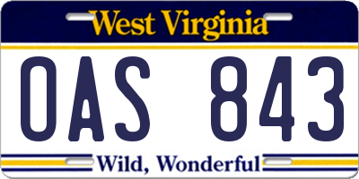 WV license plate OAS843