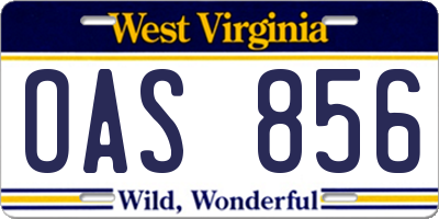 WV license plate OAS856
