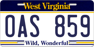 WV license plate OAS859