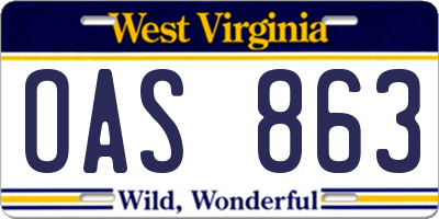 WV license plate OAS863
