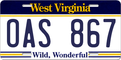 WV license plate OAS867