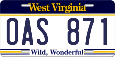 WV license plate OAS871