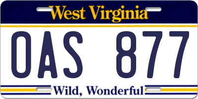 WV license plate OAS877