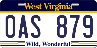 WV license plate OAS879