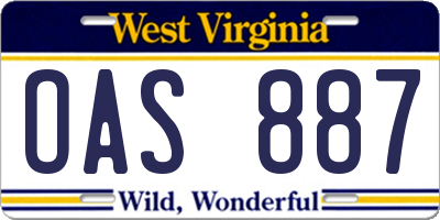 WV license plate OAS887