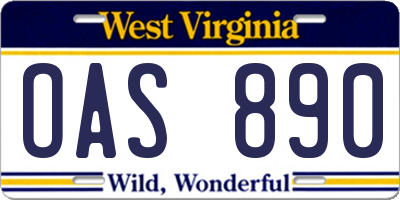 WV license plate OAS890