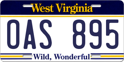 WV license plate OAS895