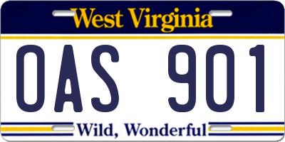 WV license plate OAS901