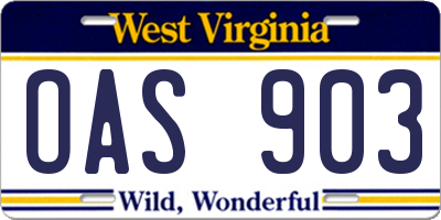 WV license plate OAS903
