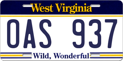 WV license plate OAS937