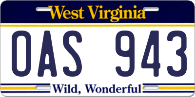 WV license plate OAS943