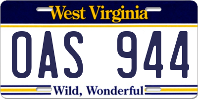 WV license plate OAS944